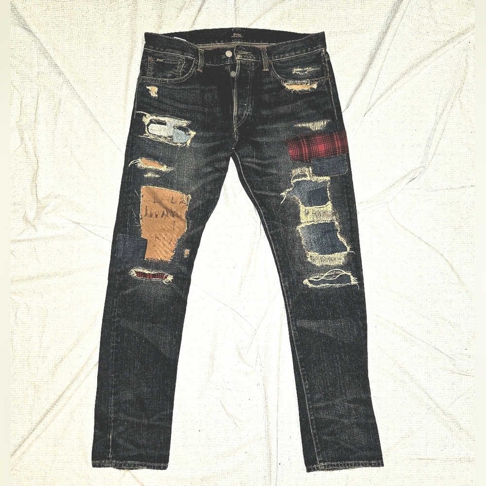Polo Ralph Lauren Men's Sullivan Slim Patchwork Skinny Jeans 33-32